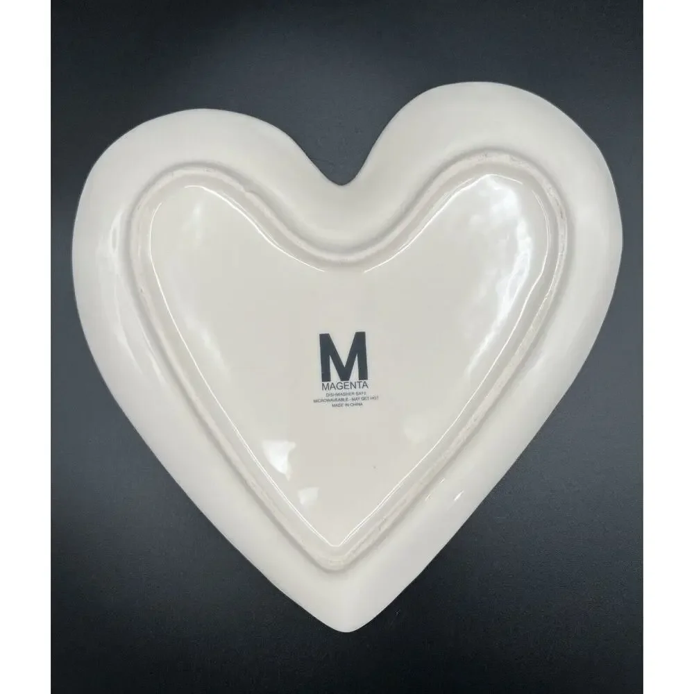 Rae Dunn Love “Amour” Valentine’s Heart Plate Pottery Artisan Collection Big M